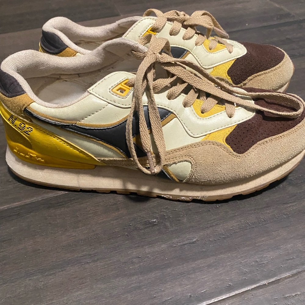 Diadora Yellow and Brown Sneakers